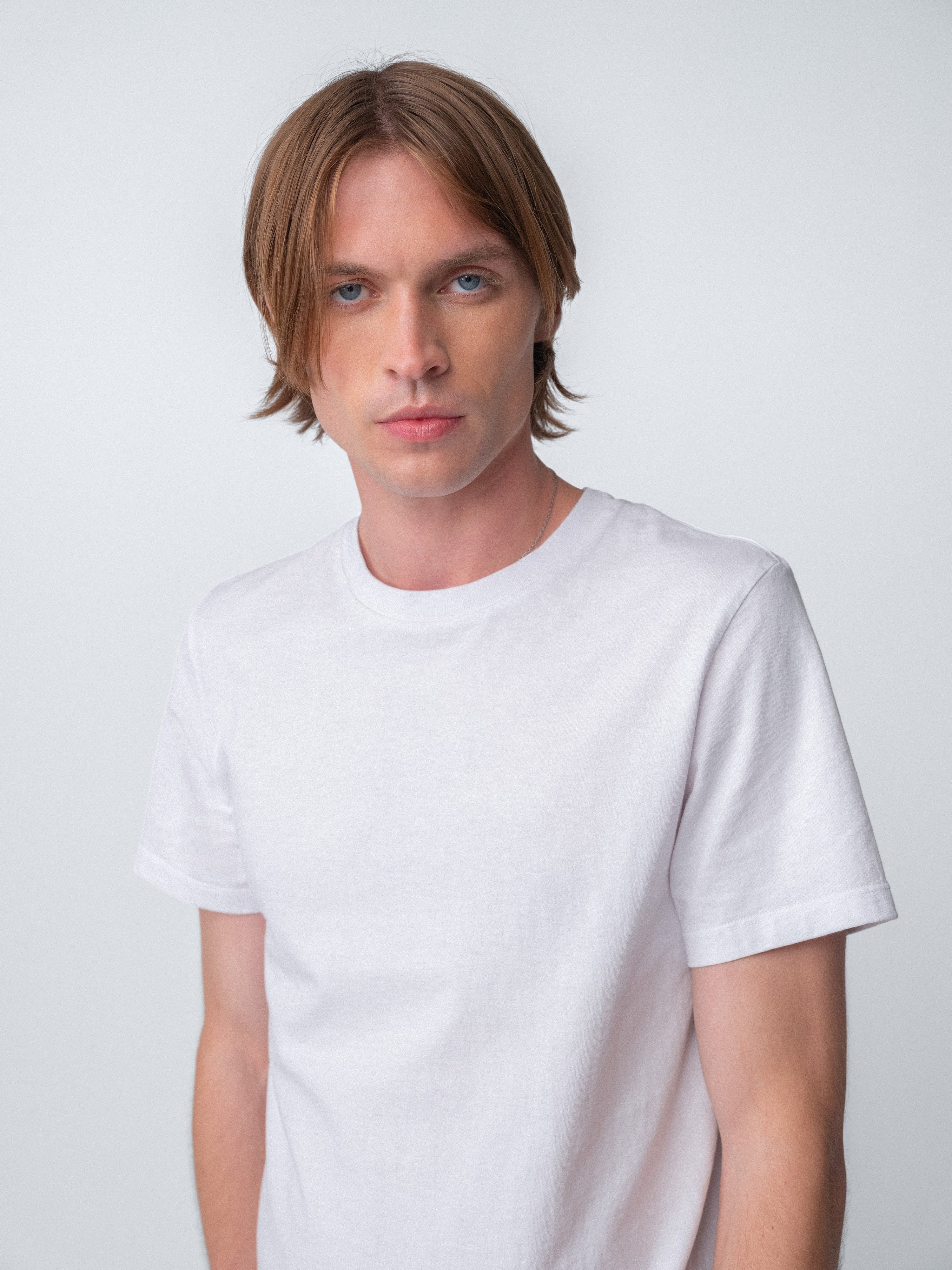 Hanover soft white tee shirt made in USA with 100% cotton garment-washed fabric and classic fit