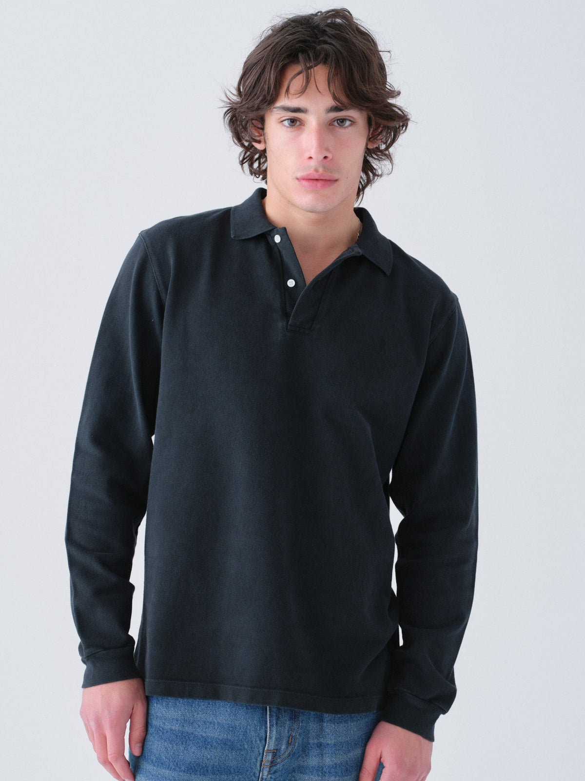 Hanover Long Sleeve Polo on model