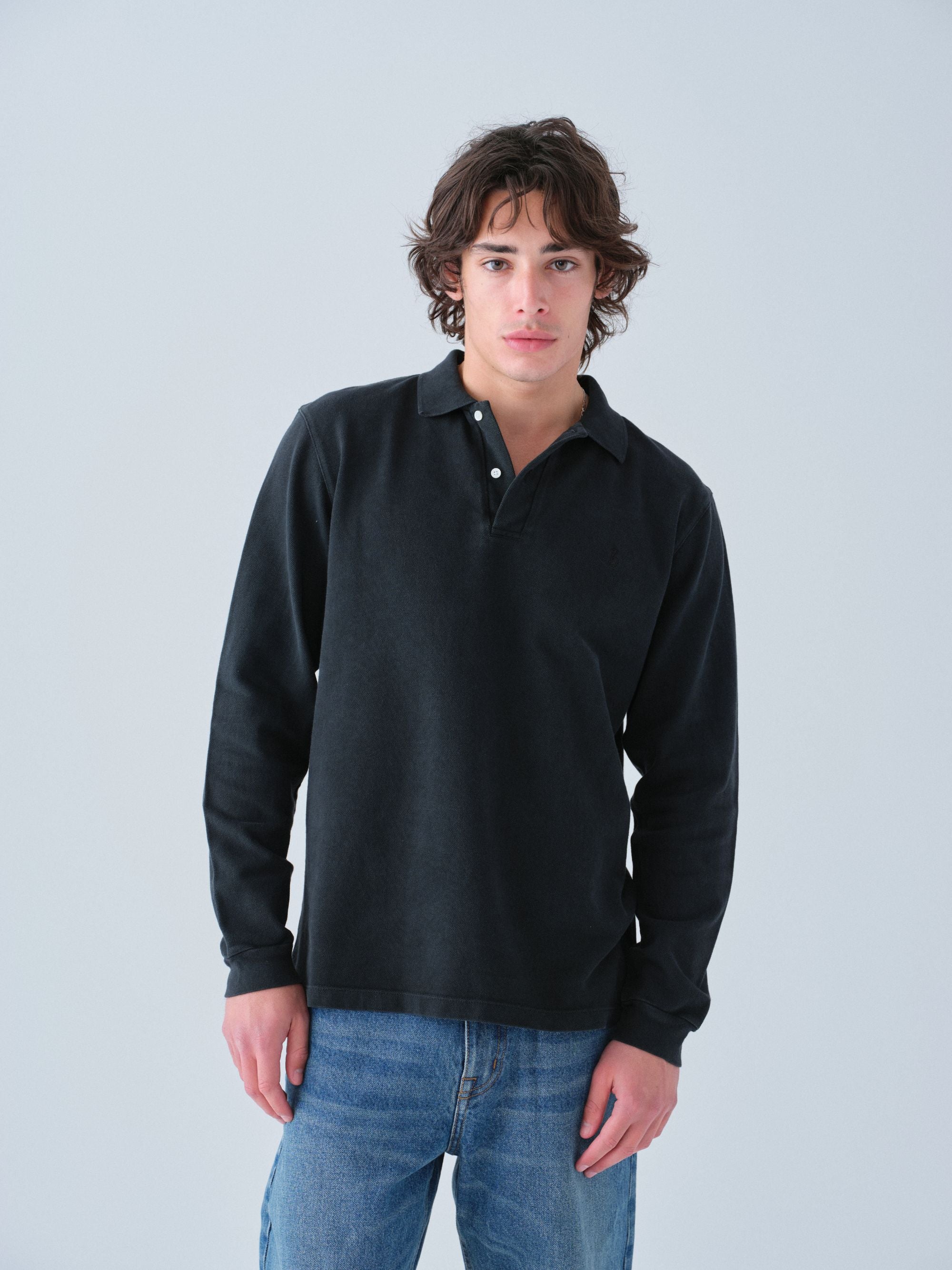 On Body wearing a Hanover black long-sleeve shirt 