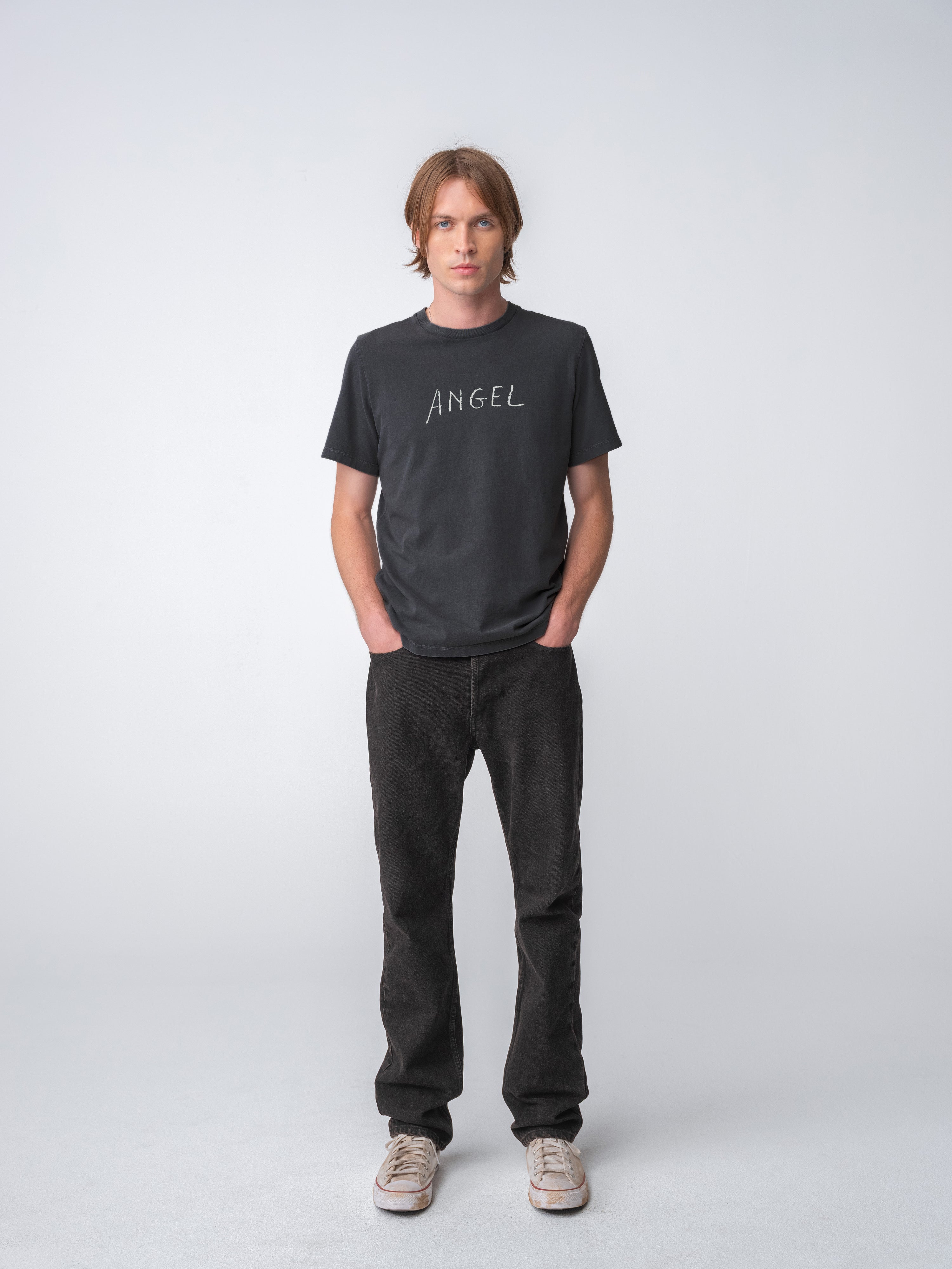 Model wearing Angel T-Shirt full body biew