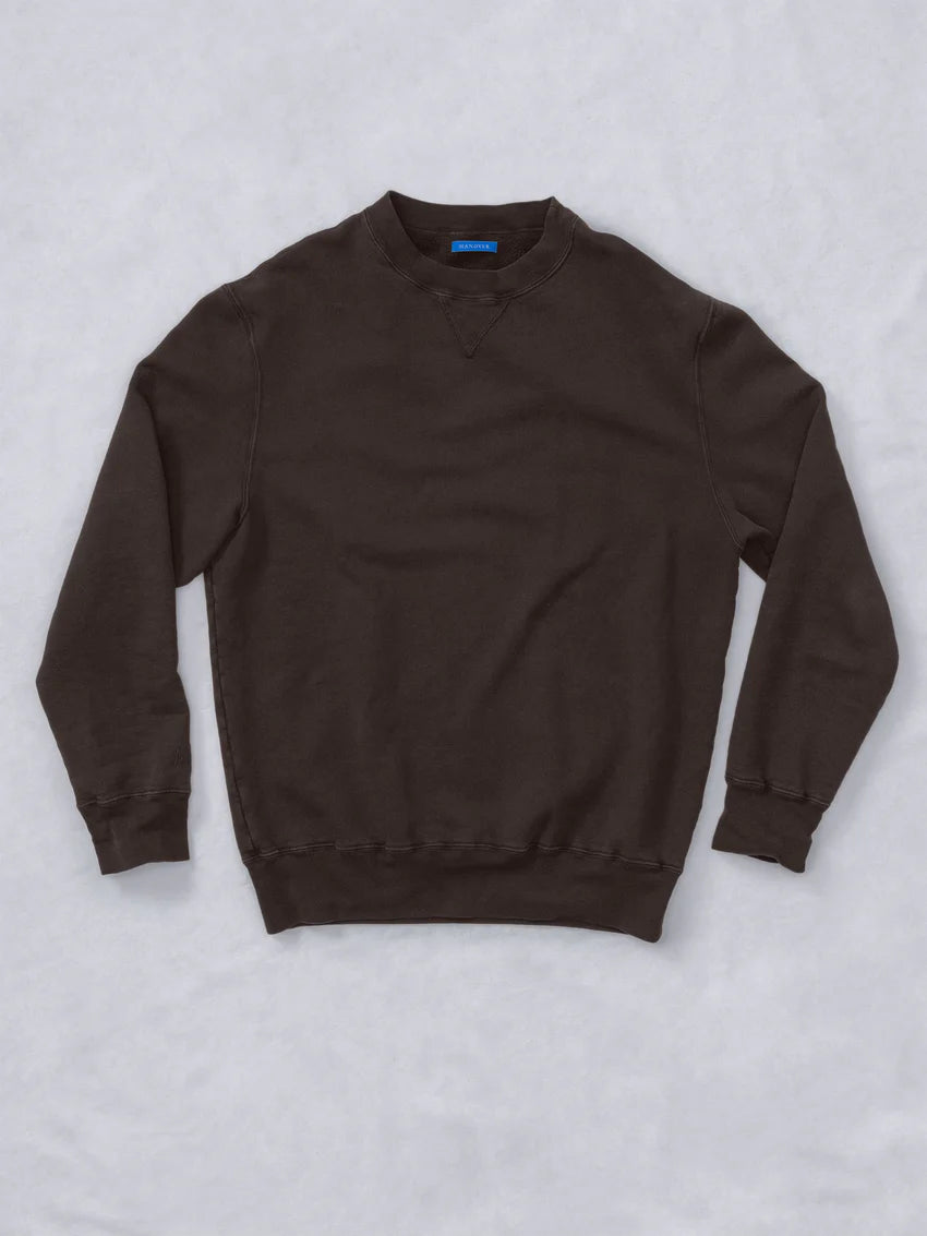 Flat lay of Guy Sunwashed Staple Crewneck in cacao