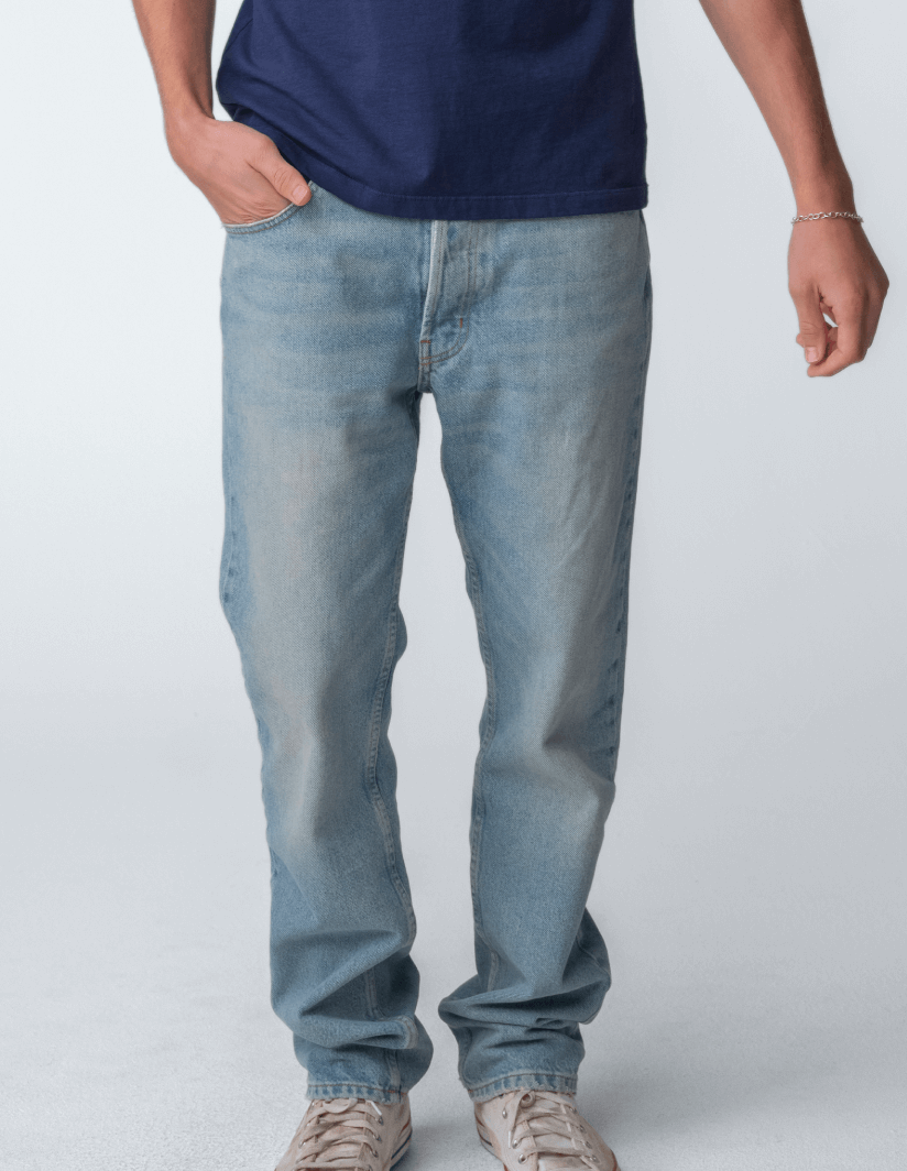 Drift Jeans in Washed Blue, featuring a classic straight-fit cut crafted from midweight denim.