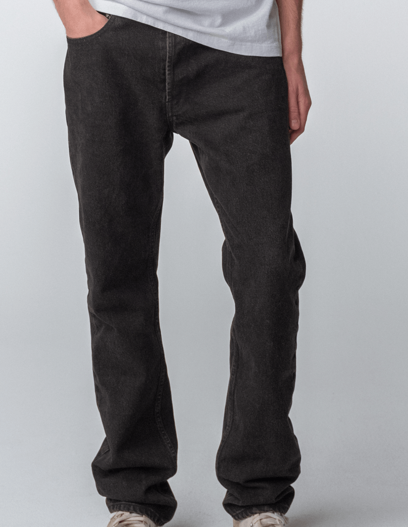 Drift Jeans in Washed Black, featuring a straight-fit cut and made from Hanover Raw Denim.